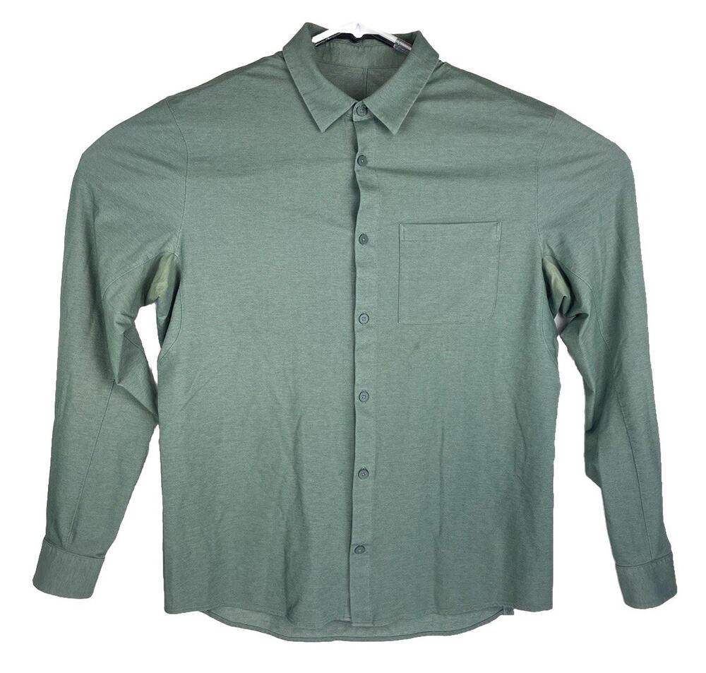 Lululemon Commission Button Down Dress Stretch Shirt Men's Large Tidewater Green